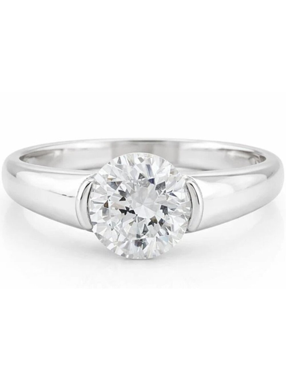 Created 1.70 Cts White Sapphire Ring Solid 14k White Gold